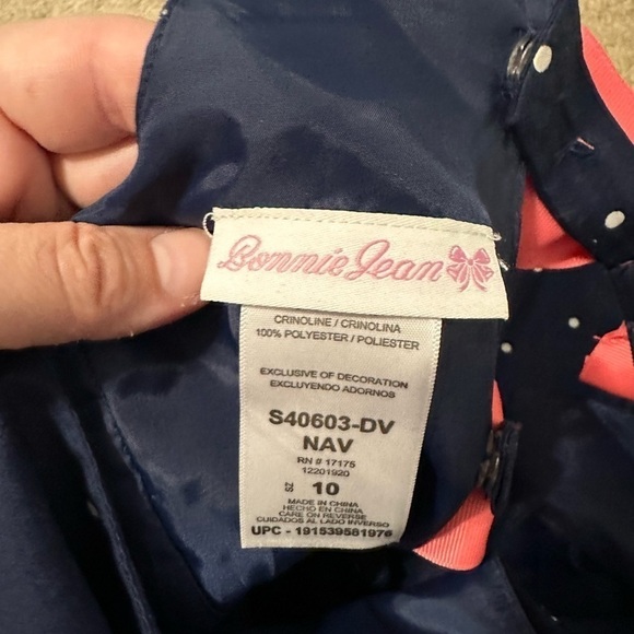 Bonnie Jean Girls Sleeveless Polka Dot Floral Print Dress - Navy Multi size 10 - Picture 7 of 8